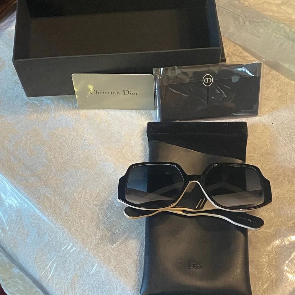 Dior unisex extra wide Black and White Sunglasses size XL pre loved condition